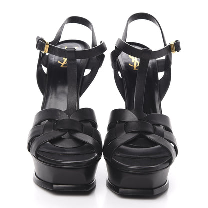 Saint Laurent Calfskin Tribute 105 Platform Sandals 42 Black 2 of 11