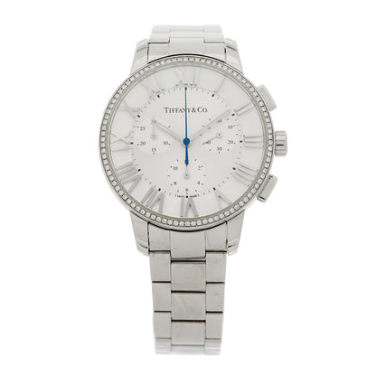 Tiffany Stainless Steel Diamond Bezel 36mm Atlas Dome Chronograph Quartz Watch 1 of 4