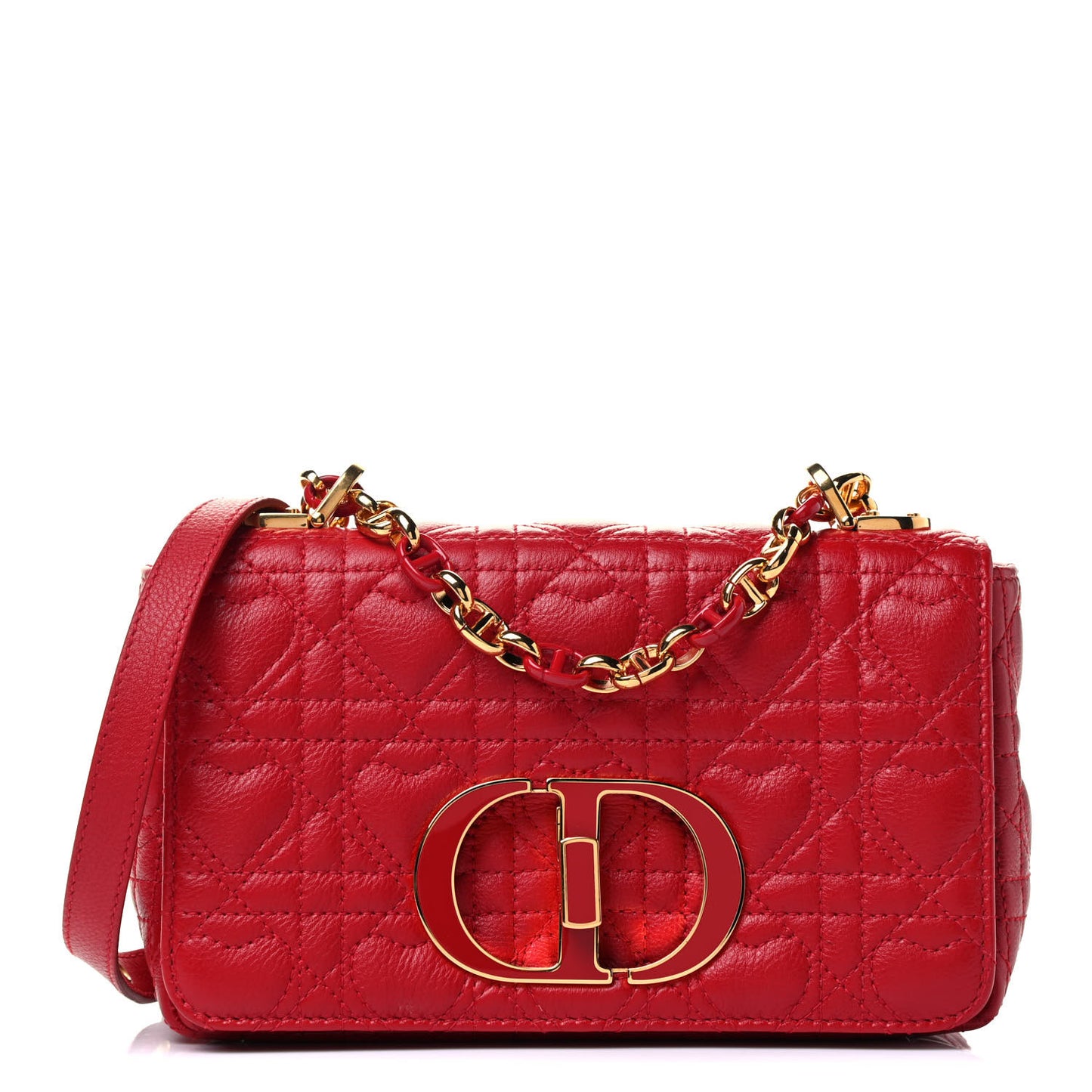 Calfskin Cannage Dioramour Small Caro Bag Bright Red