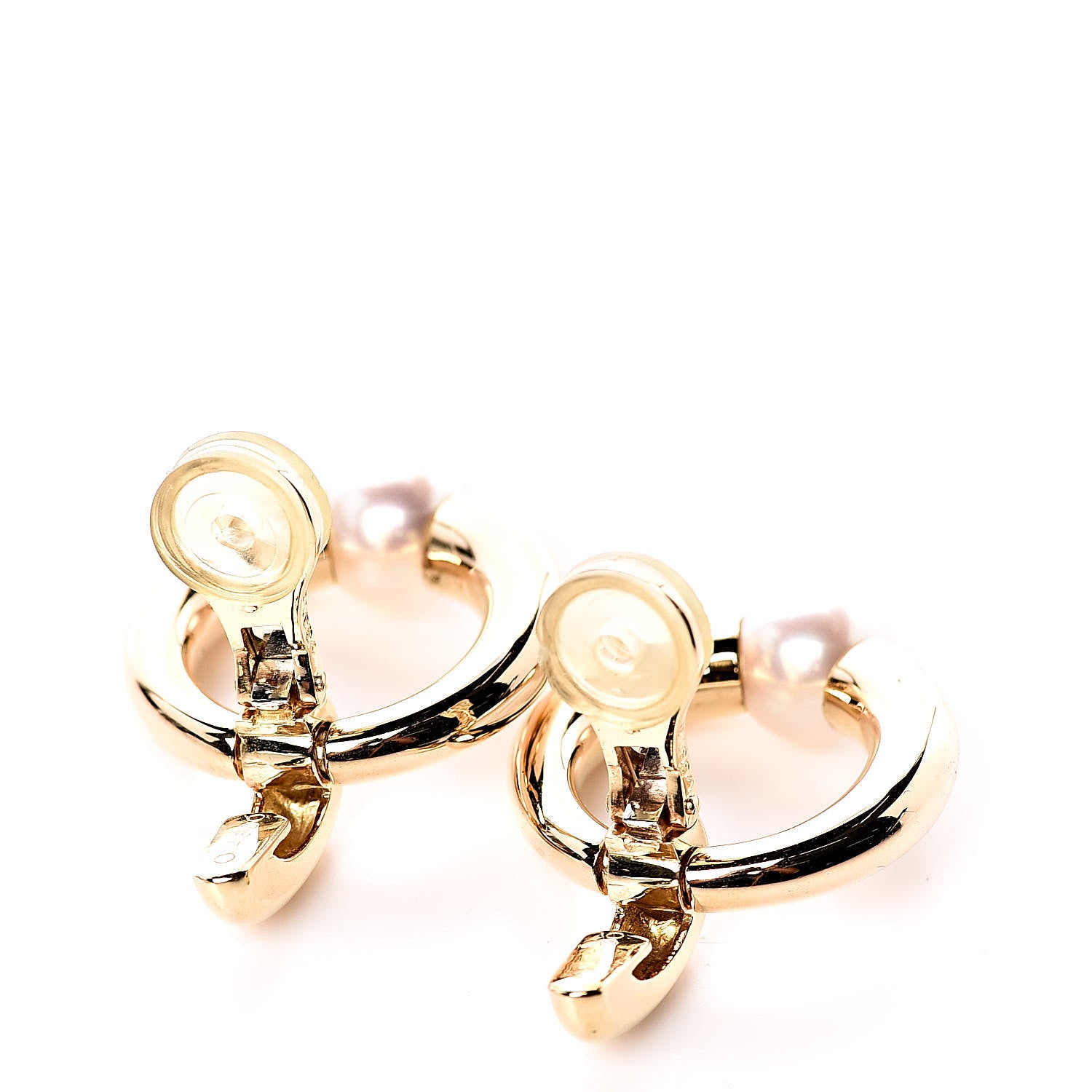 Cartier 18K Yellow Gold Pearl Doorknocker Clip-On Earrings 3 of 5