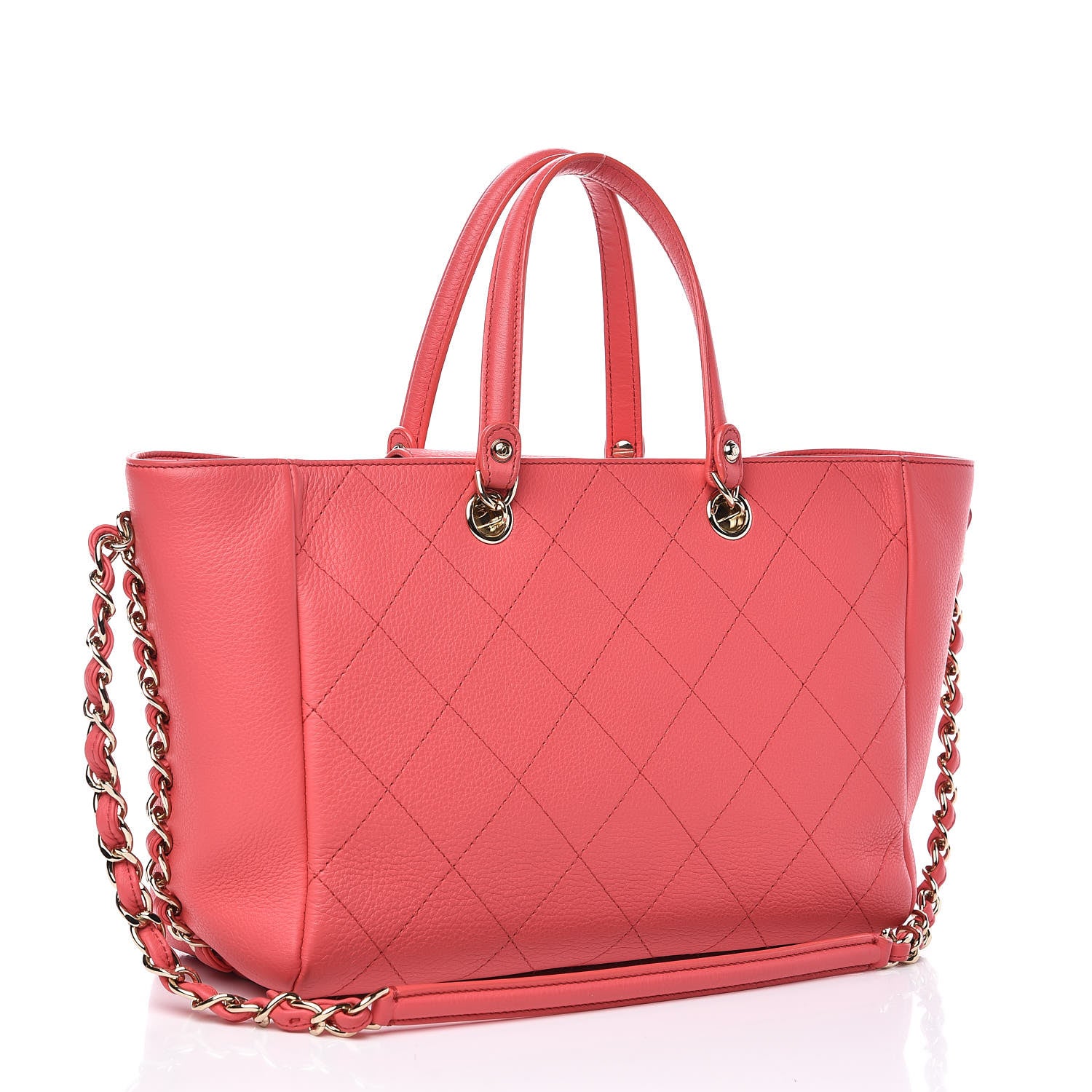 Chanel Bullskin Stitched Small Shopping Tote Pink 3 of 11