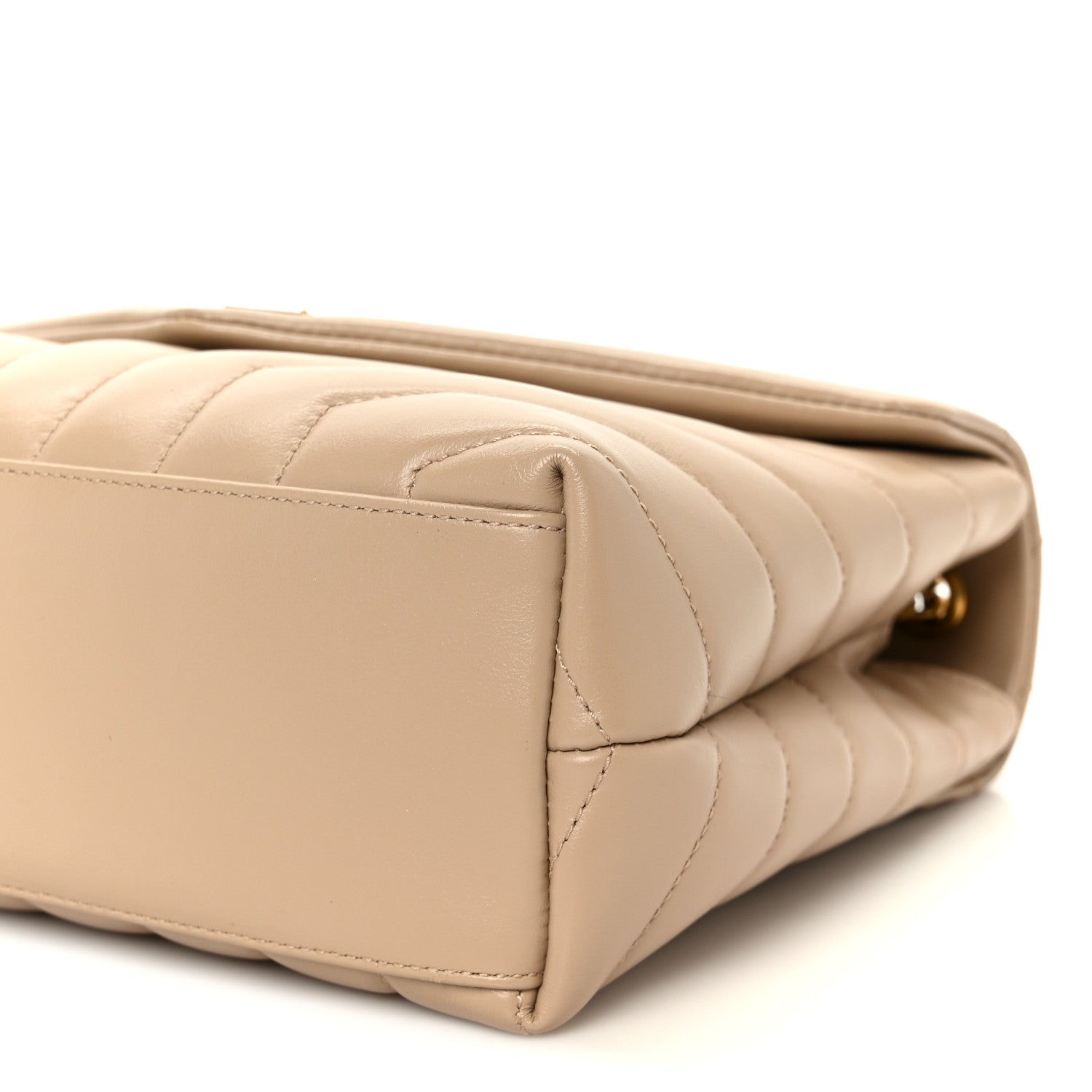 Saint Laurent Calfskin Y Quilted Monogram Small Loulou Chain Satchel Dark Beige 11 of 12
