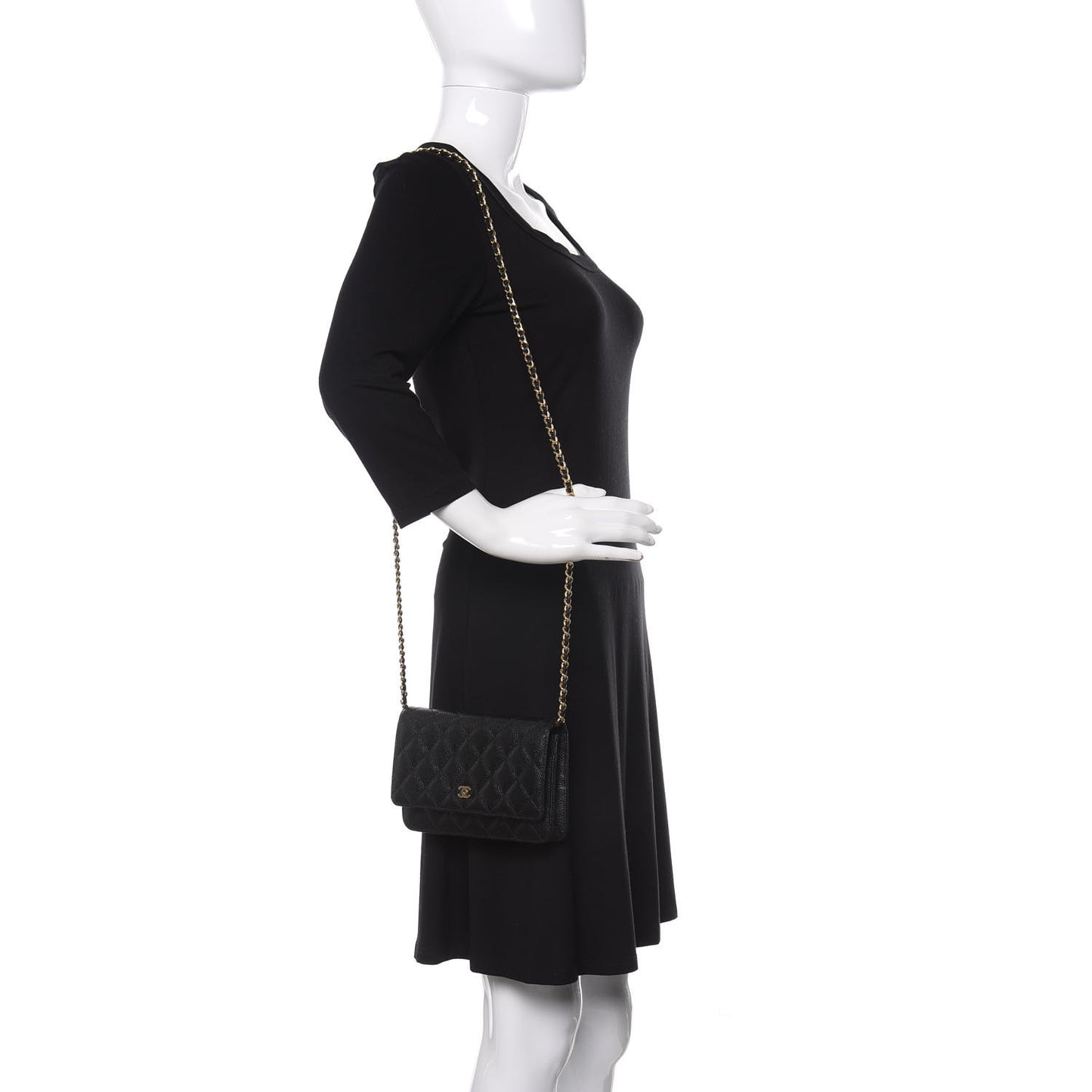Caviar Quilted Wallet On Chain WOC Black