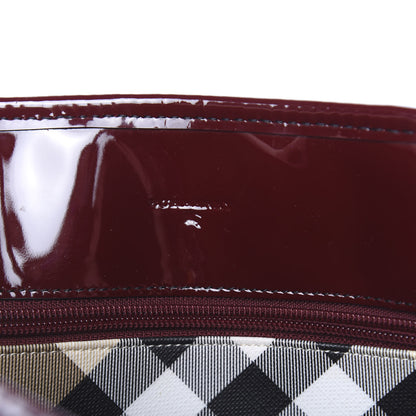 Burberry Patent Trim Nova Check Medium Shopper Tote Burgundy 6 of 16
