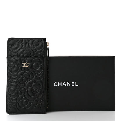 Chanel Caviar Camellia Embossed Classic Flat Wallet Pouch Black 12 of 12