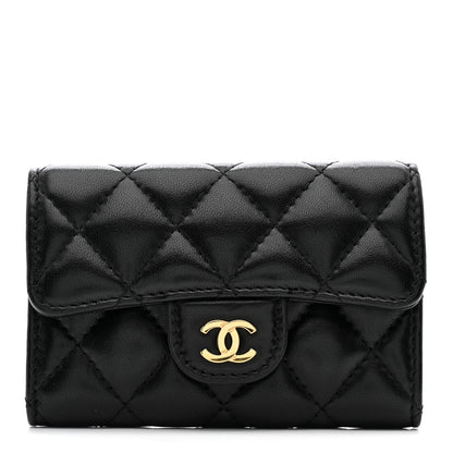 Chanel Lambskin Quilted Flap Card Holder Wallet Black 1 of 9