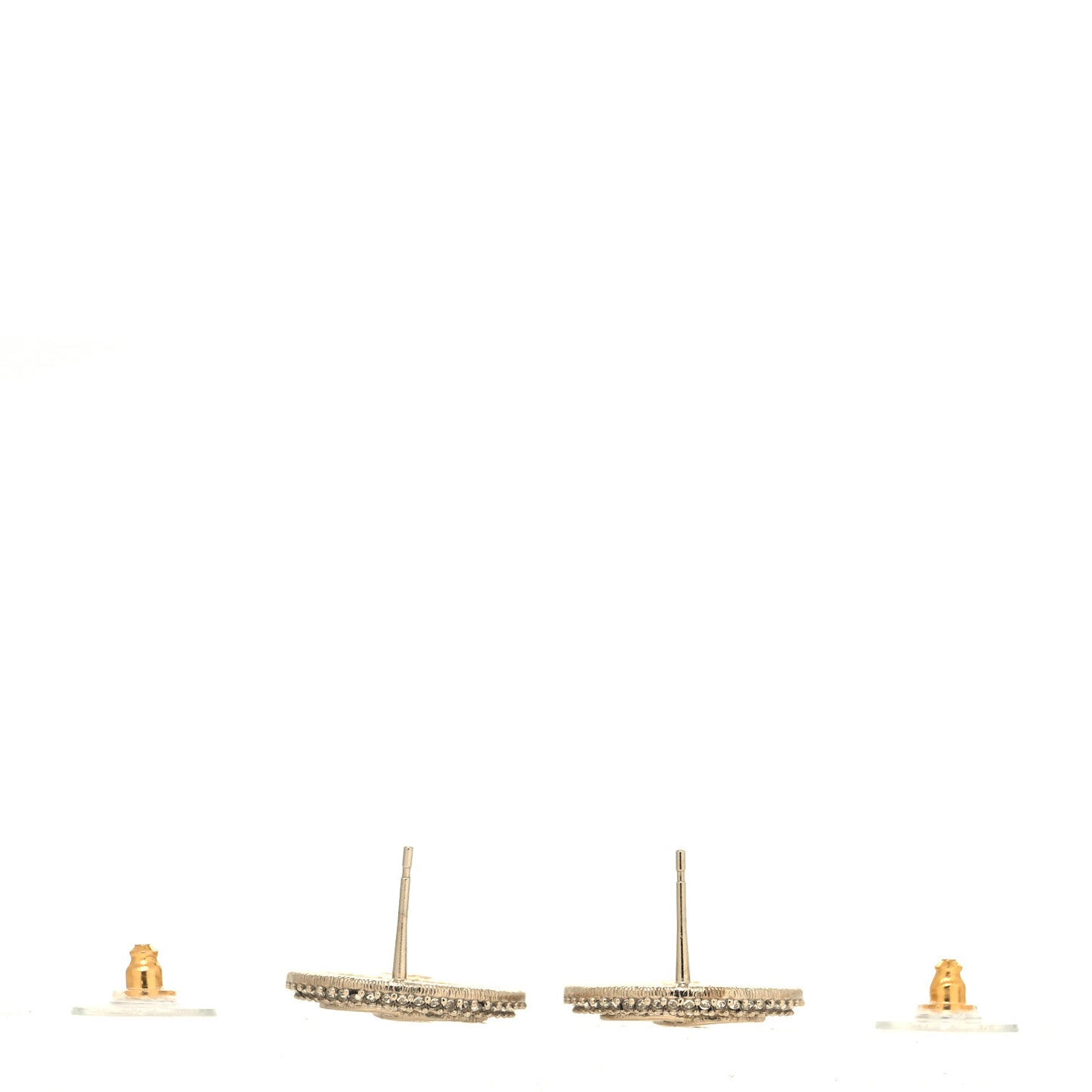 Crystal CC Round Earrings Gold
