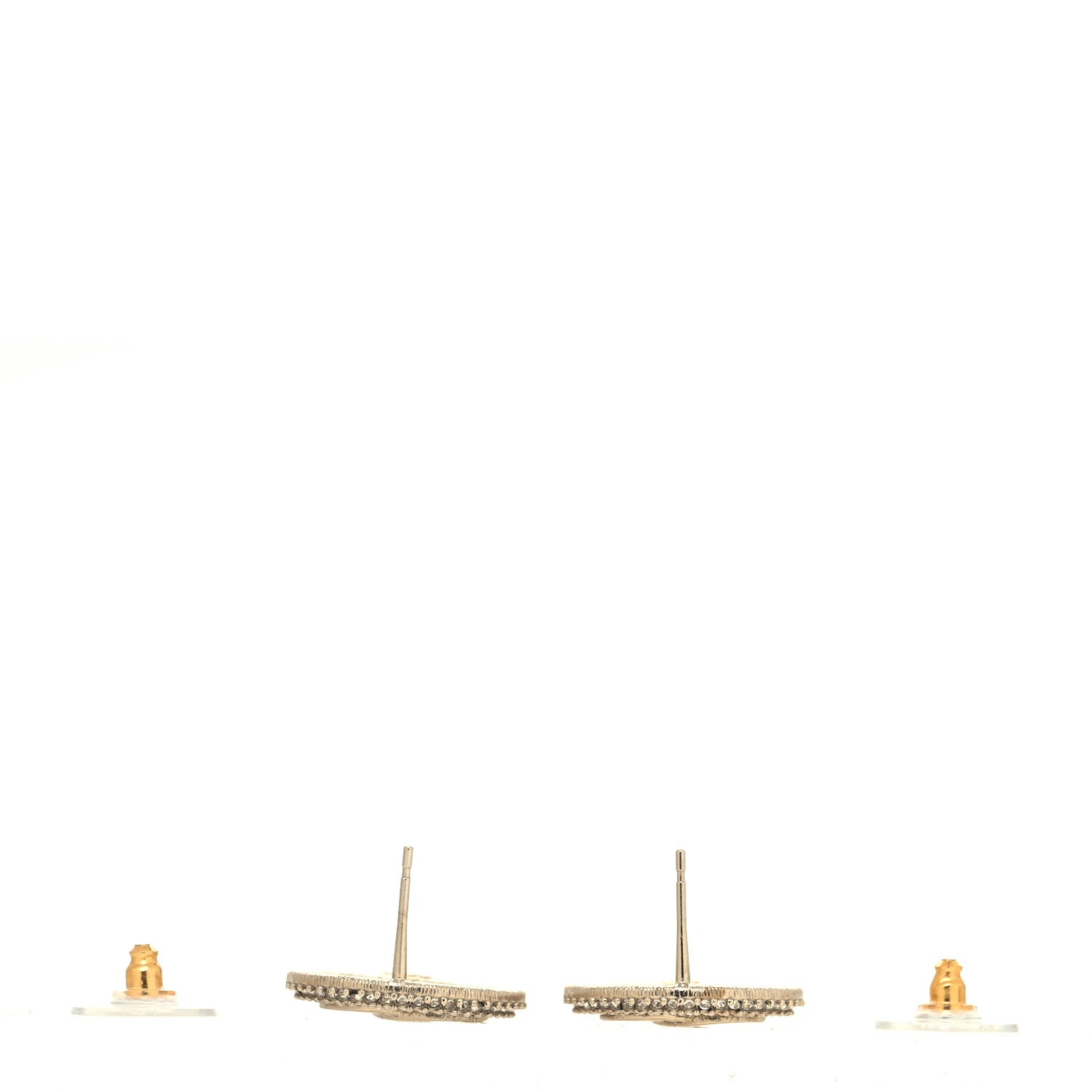Chanel Crystal CC Round Earrings Gold 3 of 4