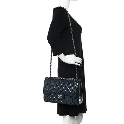 Chanel Patent Quilted Jumbo Double Flap Navy 2 of 12