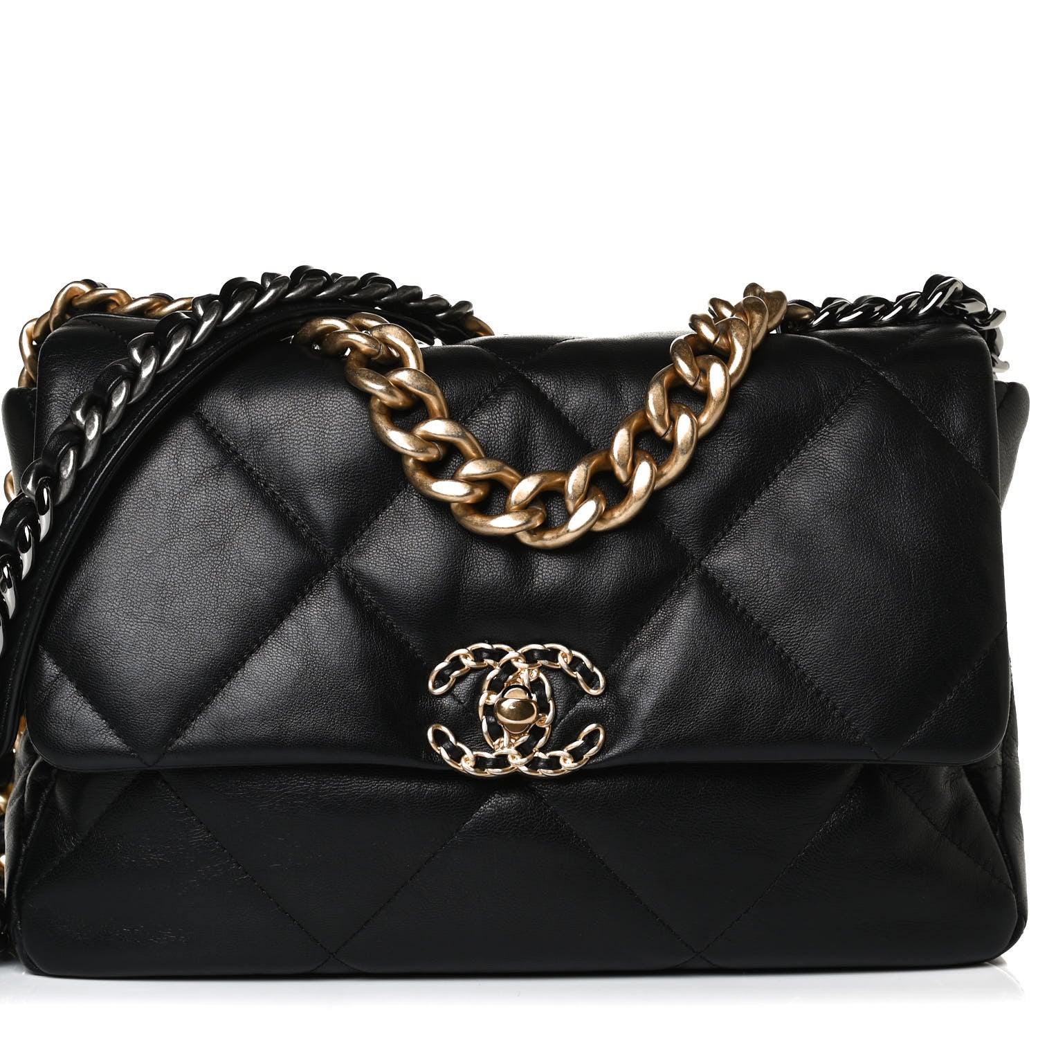 Chanel Shiny Goatskin Quilted Large Chanel 19 Flap Black 9 of 17