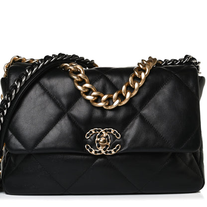 Chanel Shiny Goatskin Quilted Large Chanel 19 Flap Black 9 of 17
