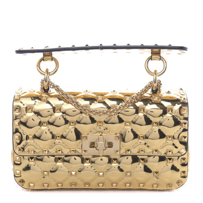 Valentino Garavani Metallic Patent Small Rockstud Spike Shoulder Bag Gold 1 of 11