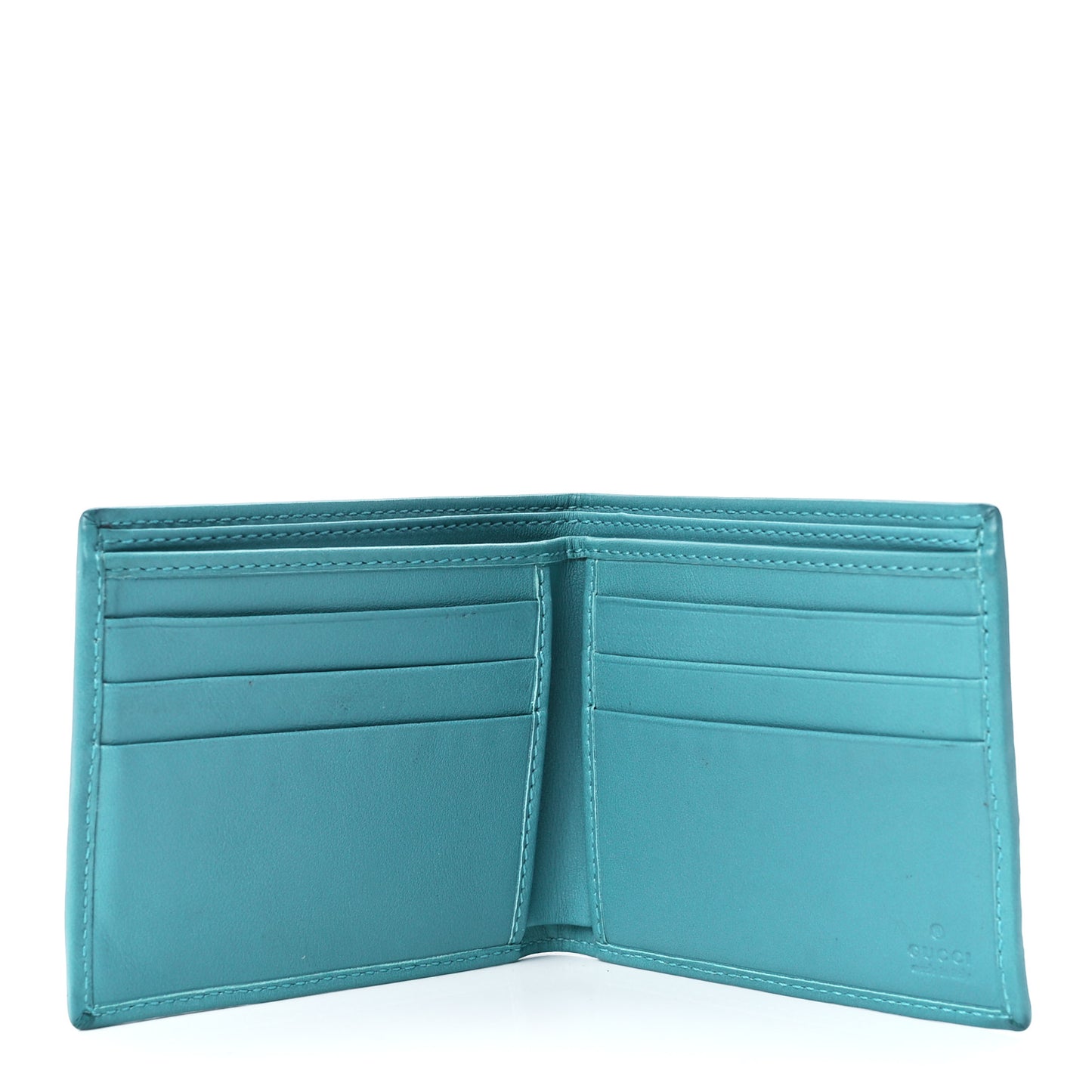 GG Plus Monogram Web Bi-Fold Wallet Blue Beige