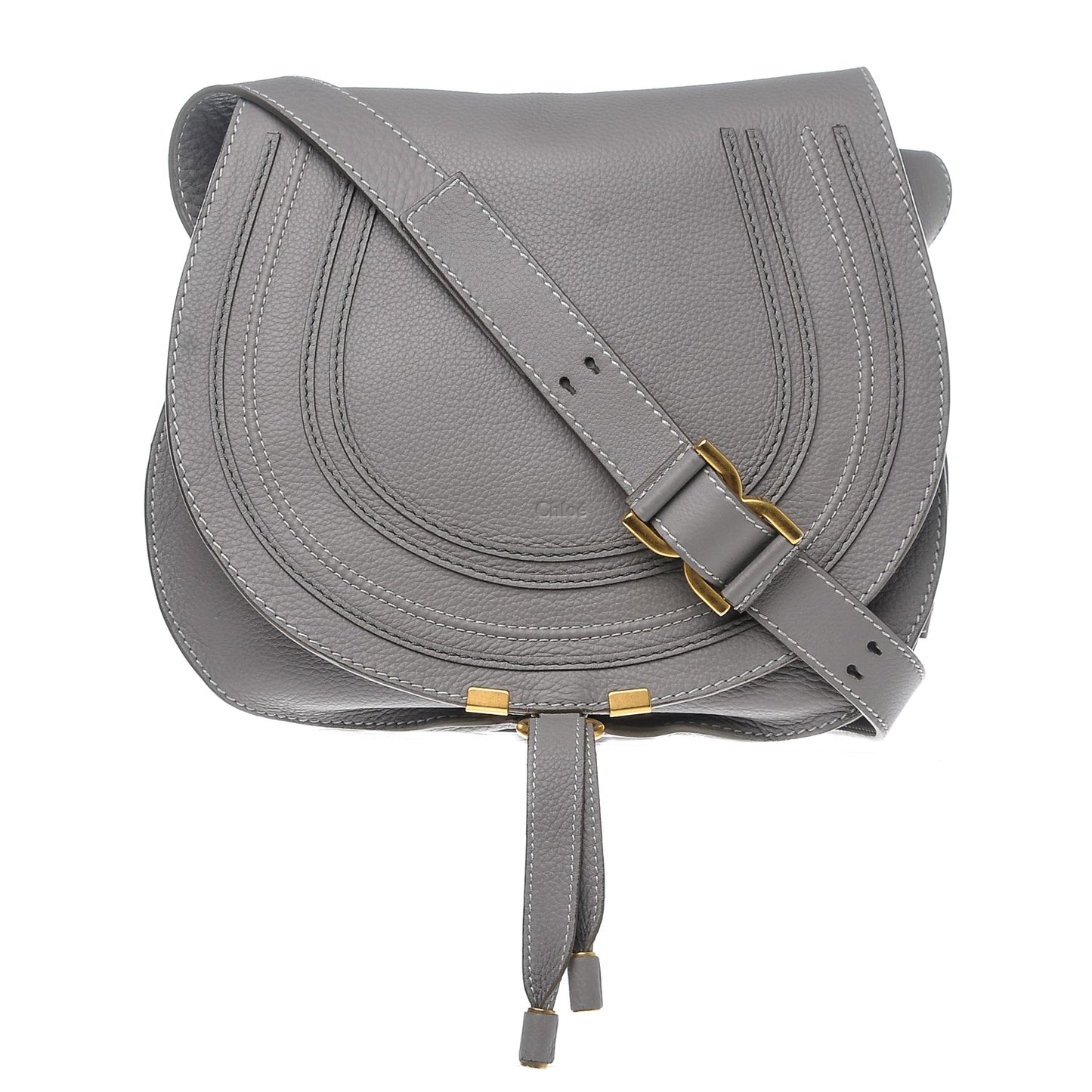 Calfskin Medium Marcie Round Crossbody Bag Cashmere Grey