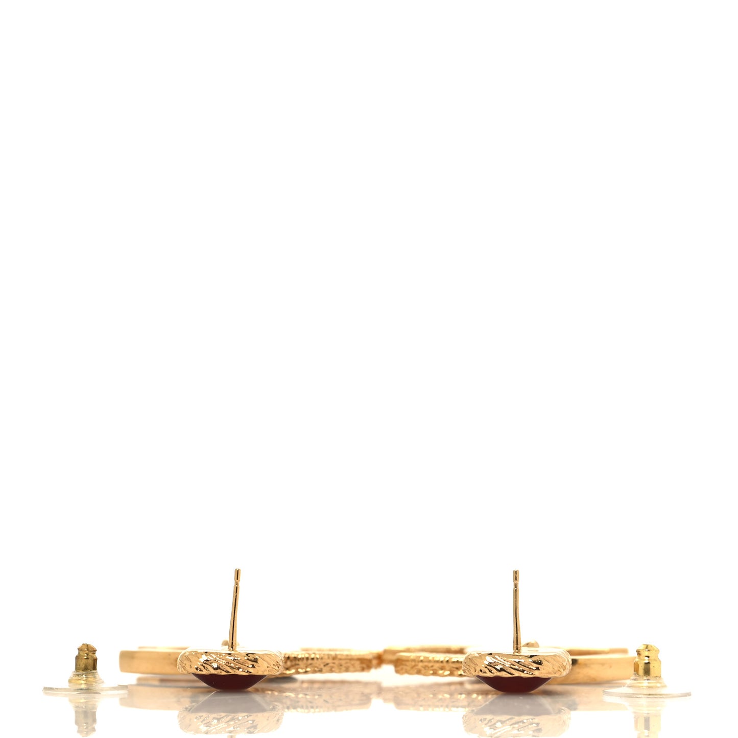 Metal Gripoix Enamel CC Drop Earring Red Black