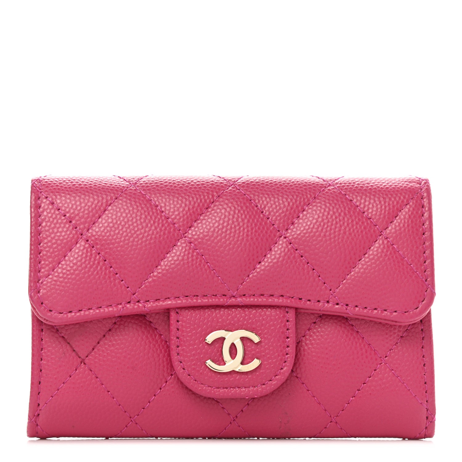 Chanel Caviar Quilted Flap Card Holder Wallet Fuchsia 1 of 9