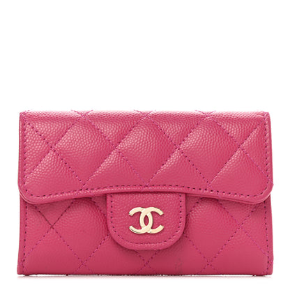 Chanel Caviar Quilted Flap Card Holder Wallet Fuchsia 1 of 9