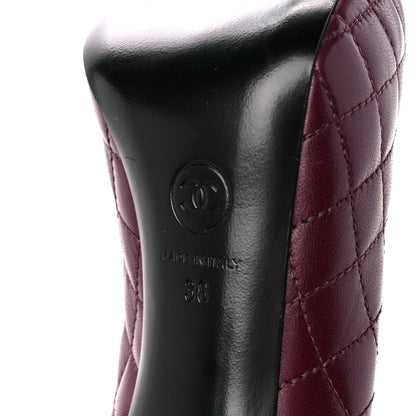 Chanel Lambskin Quilted CC Cap Toe Pumps 36 Burgundy Black 6 of 10