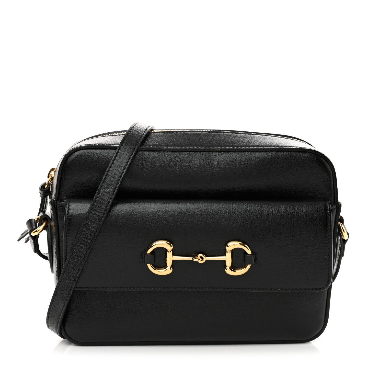 Gucci Textured Calfskin Small Horsebit 1955 Shoulder Bag Black 1 of 10