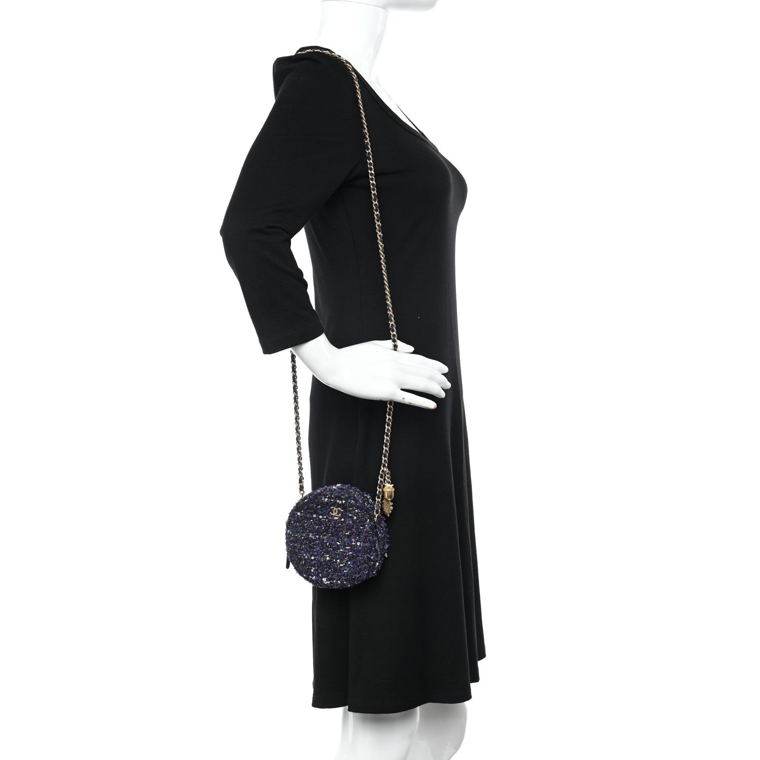 Chanel Tweed Round Clutch With Chain Multicolor 2 of 11