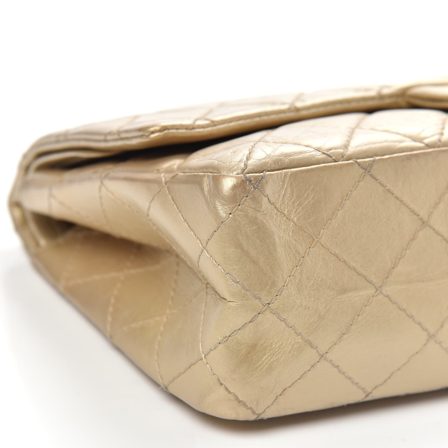 Chanel Metallic Aged Calfskin Quilted 2.55 Reissue 226 Flap Pale Gold 9 of 17
