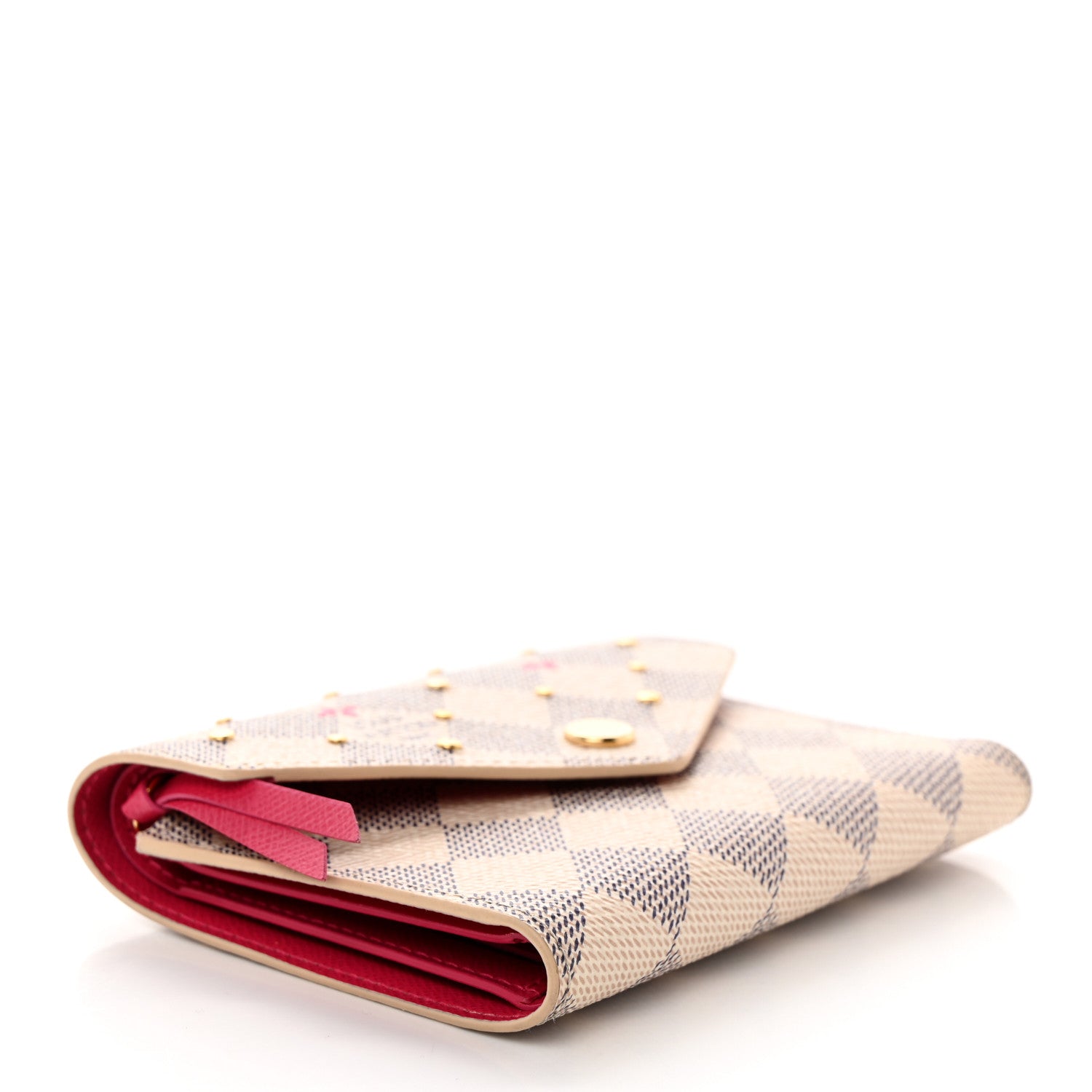Louis Vuitton Damier Azur Studded Zoe Wallet Rose Ballerine 4 of 7