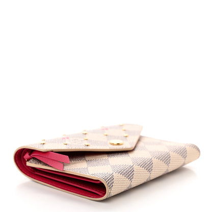 Louis Vuitton Damier Azur Studded Zoe Wallet Rose Ballerine 4 of 7