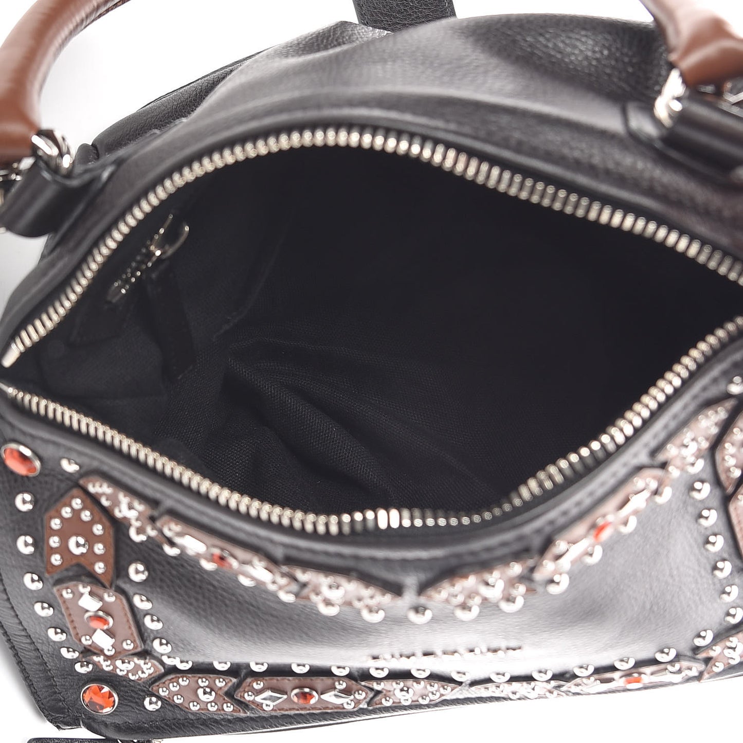 Calfskin Small Studded Pandora Black Brown
