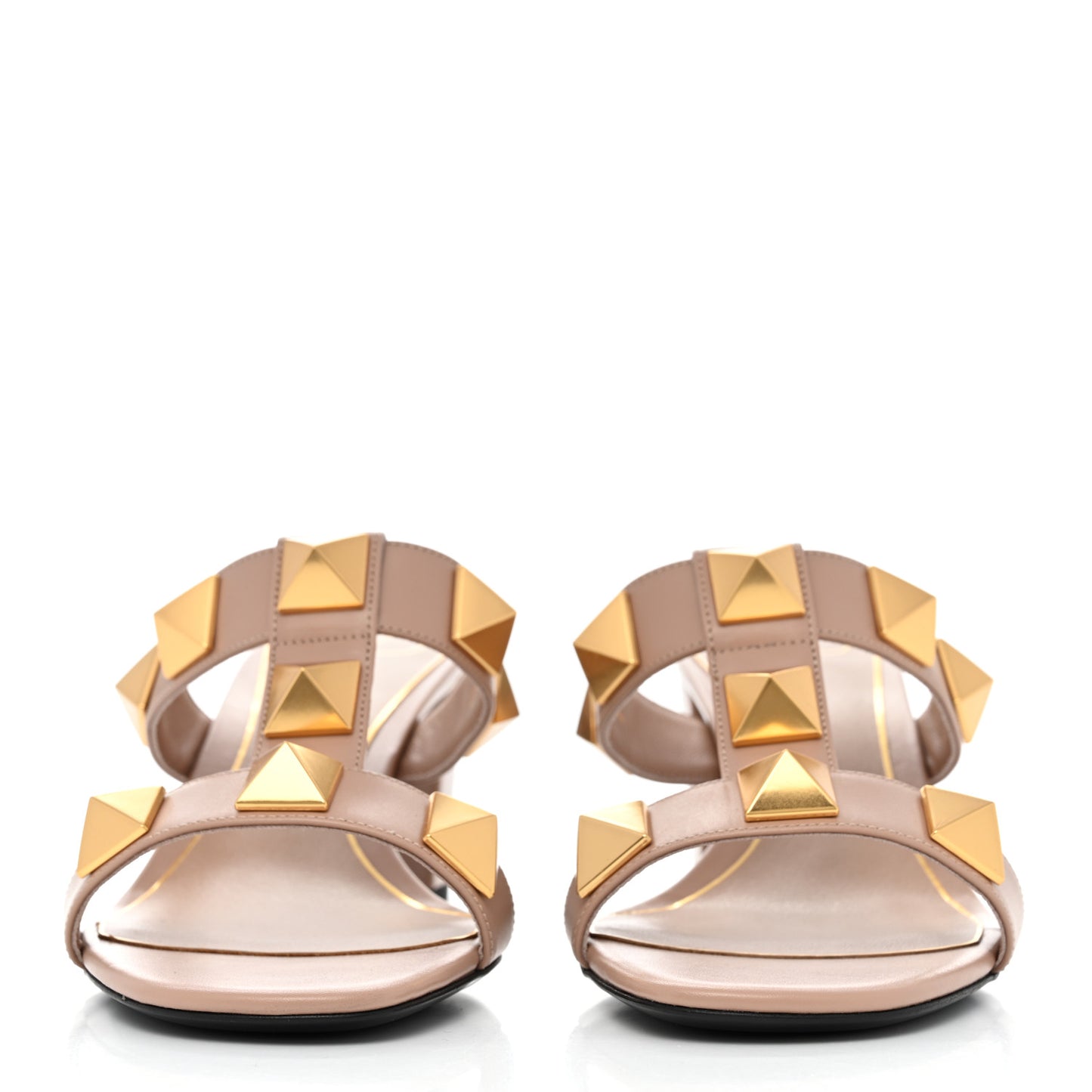 Calfskin Roman Stud 60mm Slide Sandals 37.5 Rose Cannelle