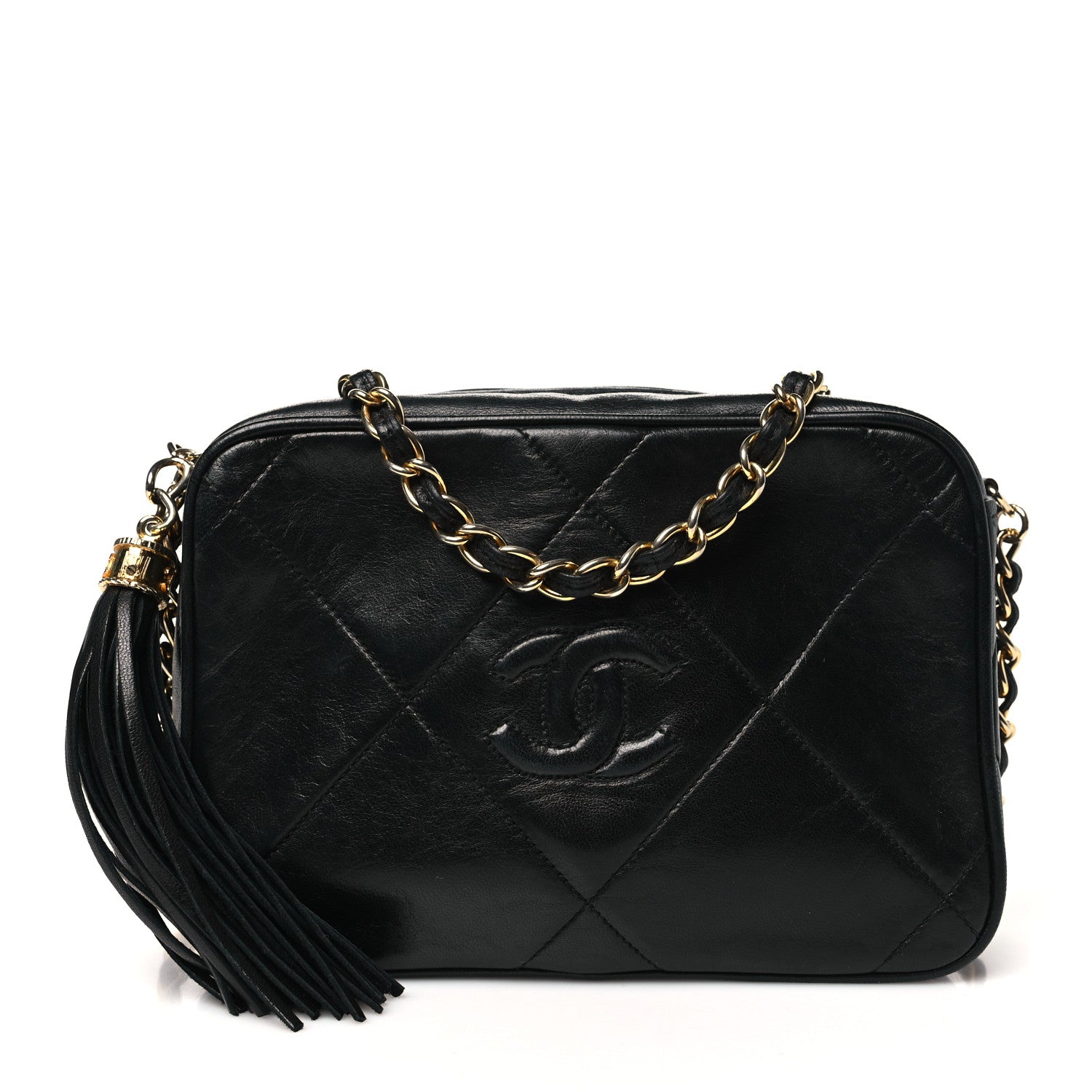 Chanel Lambskin Quilted CC Tassel Camera Case Black 1 of 11