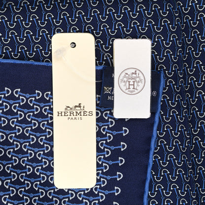 Hermes Silk Mors Smile Pocket Square Scarf Marine Bleu Moyen Ciel 3 of 3