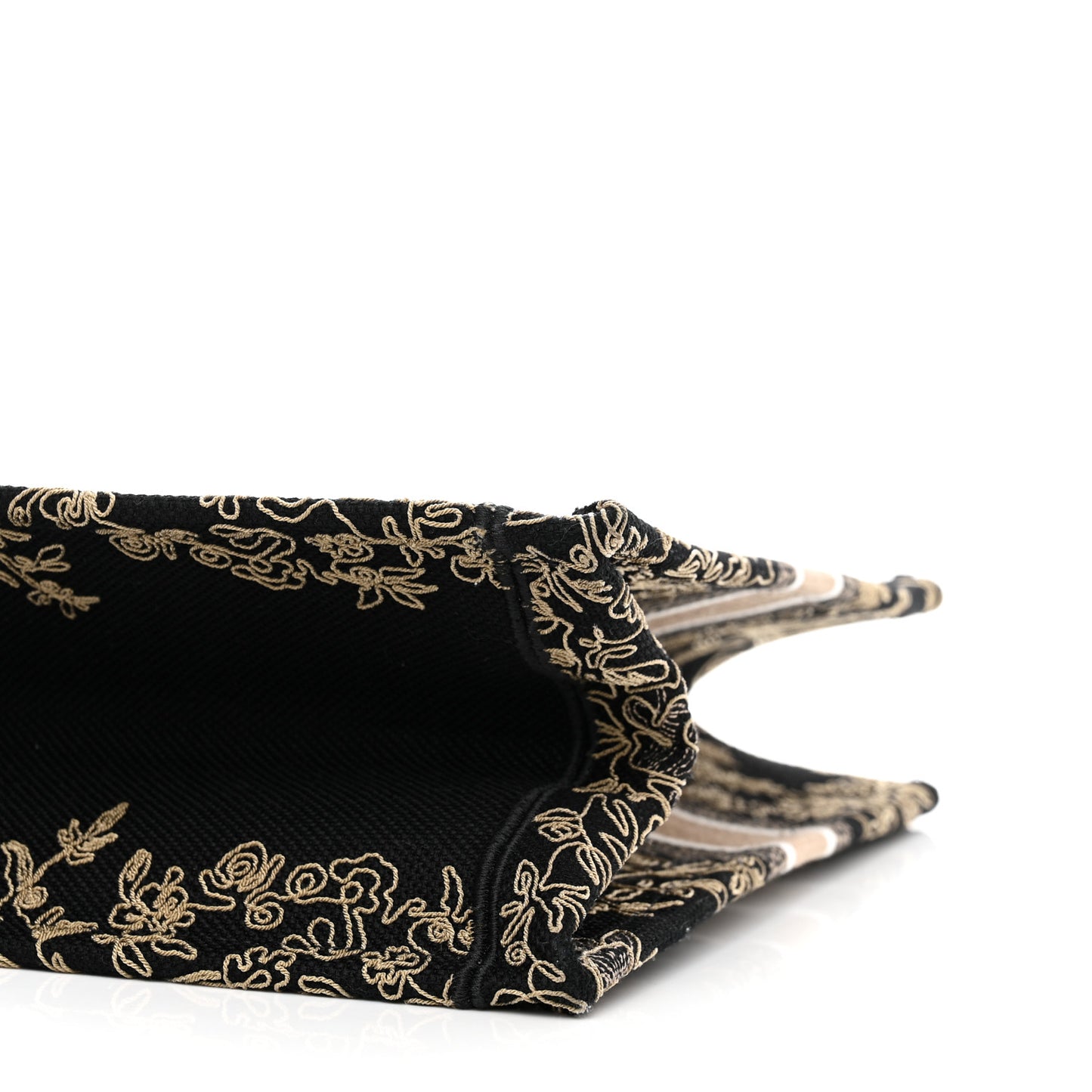 Canvas Embroidered Large Ornamental Cornely Book Tote Black Beige
