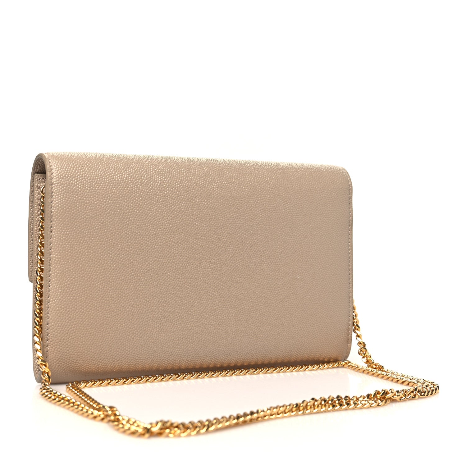 Saint Laurent Grain De Poudre Monogram Uptown Chain Wallet Dark Beige 4 of 11