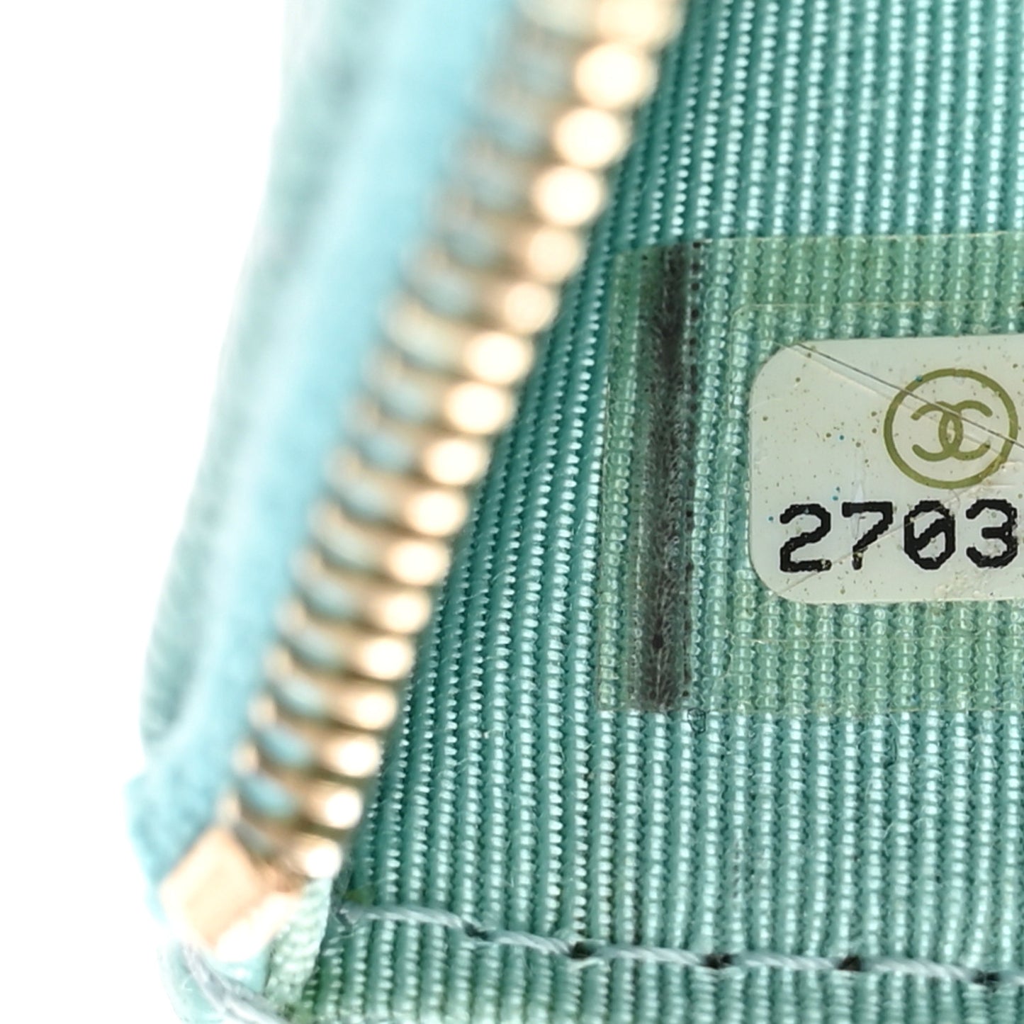 Caviar Quilted Classic Zip Pouch Light Blue