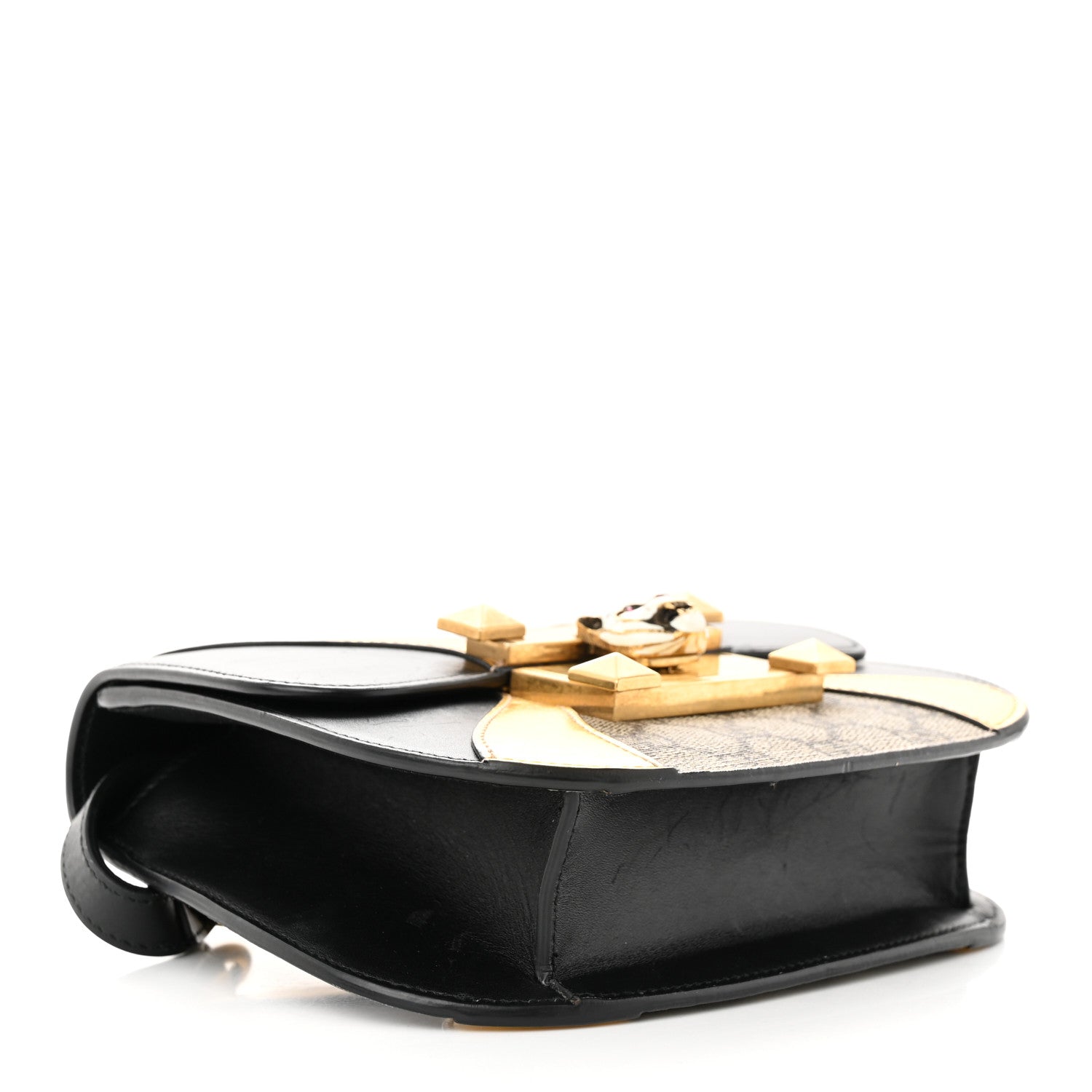 Gucci GG Supreme Monogram Small Osiride Shoulder Bag Black Gold 4 of 12