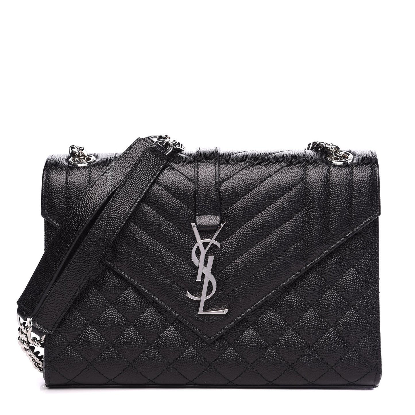 Grain De Poudre Textured Mixed Matelasse Triquilt Medium Monogram Satchel Black