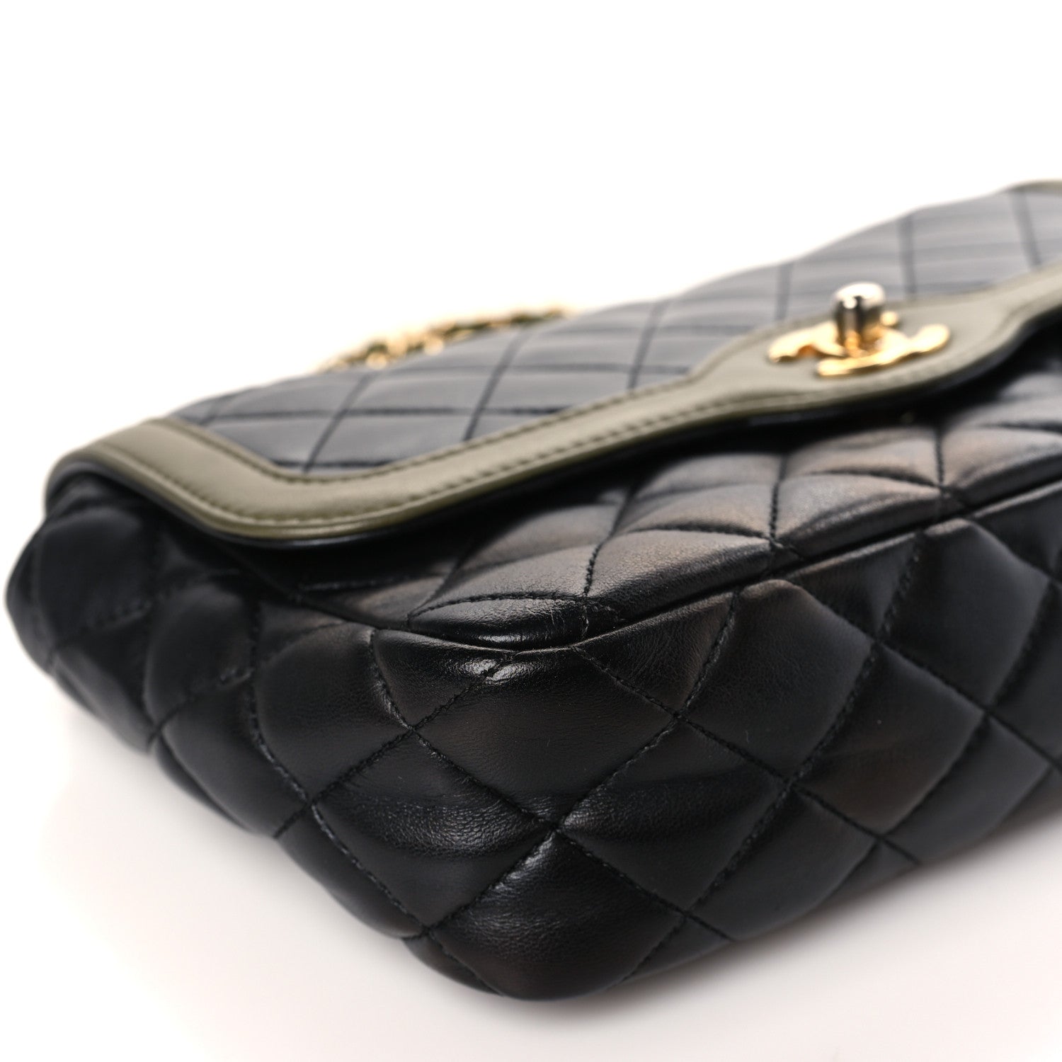Chanel Lambskin Quilted Small Two Tone Day Flap Black Kaki 8 of 9