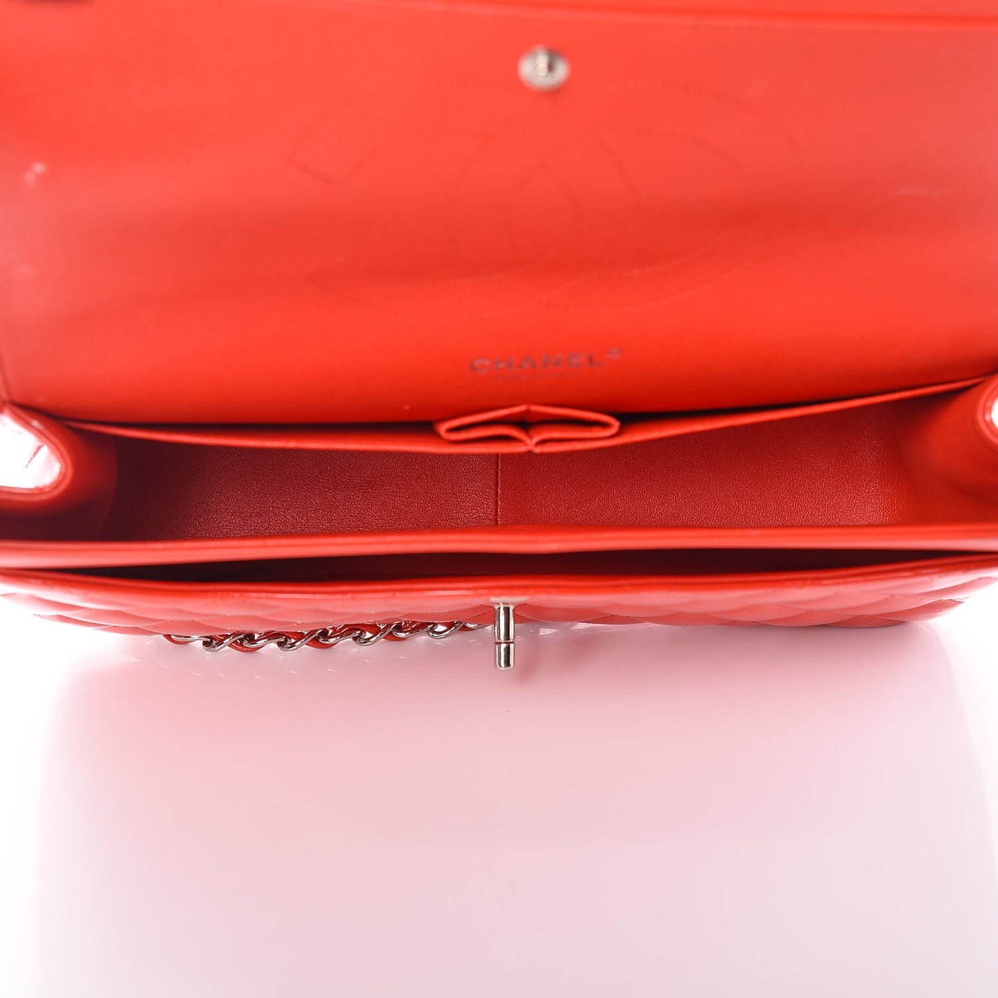 Patent Quilted Jumbo Double Flap Red
