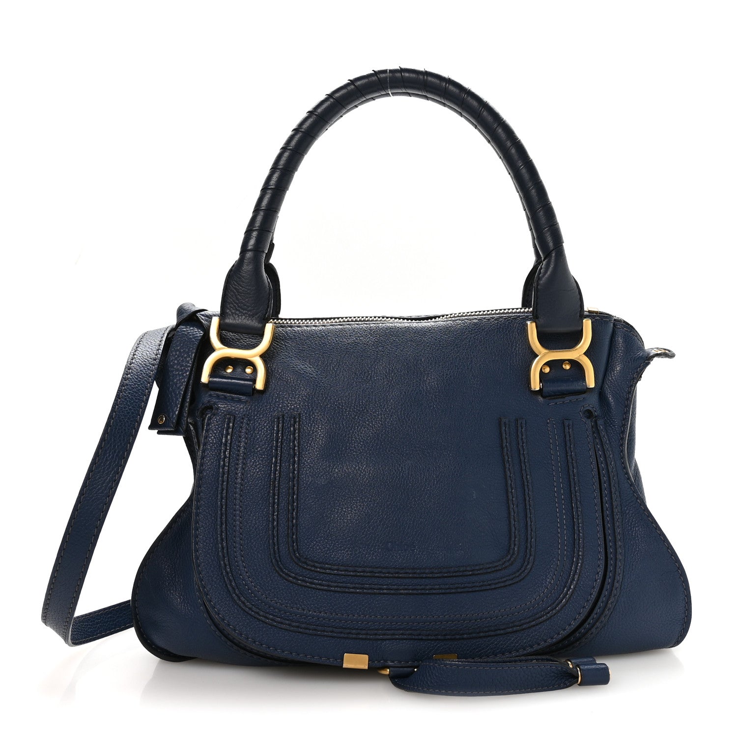 Chloe Calfskin Medium Marcie Satchel Royal Navy 1 of 11