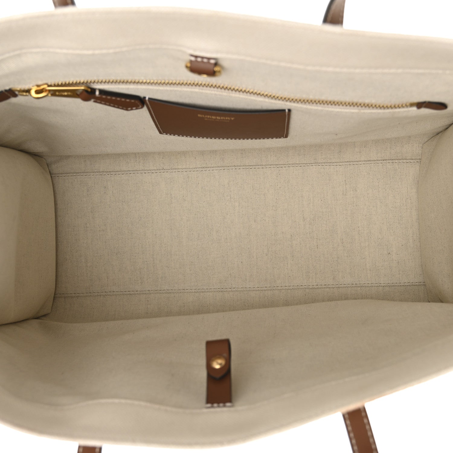 Burberry Canvas Smooth Calfskin Medium Two Tone Freya Tote Natural Tan 4 of 10