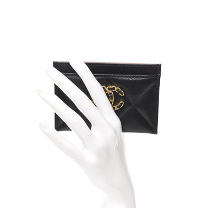 Chanel Shiny Goatskin Quilted Chanel 19 Card Holder Black 2 of 9