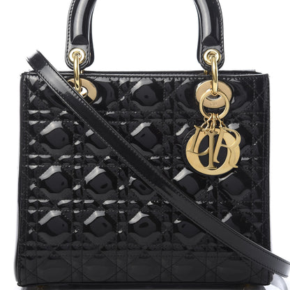 Christian Dior Patent Cannage Medium Lady Dior Black 9 of 9