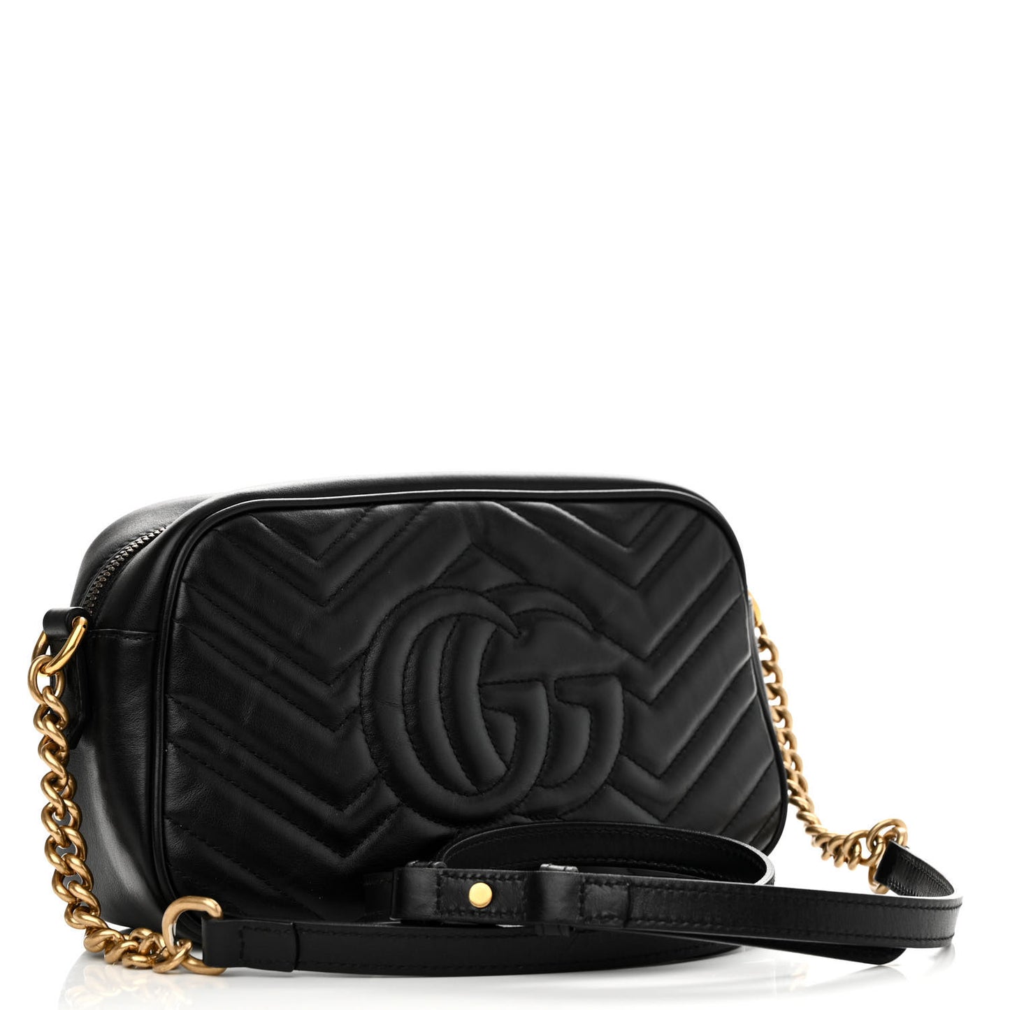 Calfskin Matelasse Small GG Marmont Chain Shoulder Bag Black
