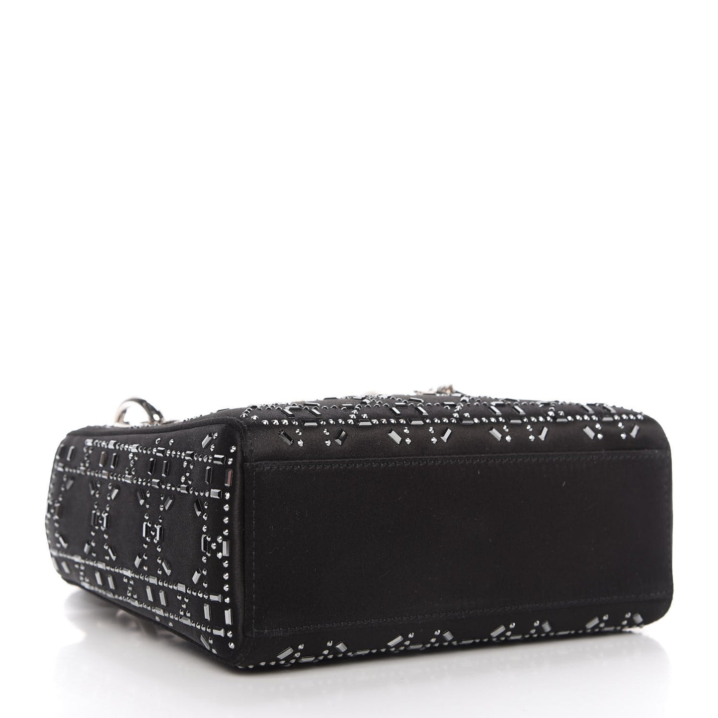 Satin Crystal Cannage Mini Lady Dior Black