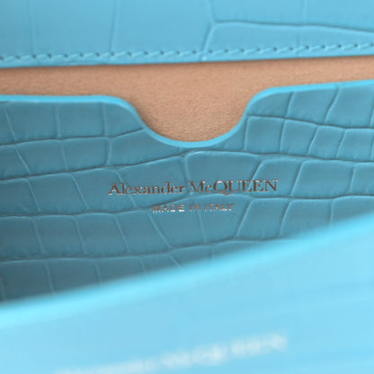 Alexander McQueen Calfskin Crocodile Embossed Knuckle Shoulder Bag Cerulean 6 of 10