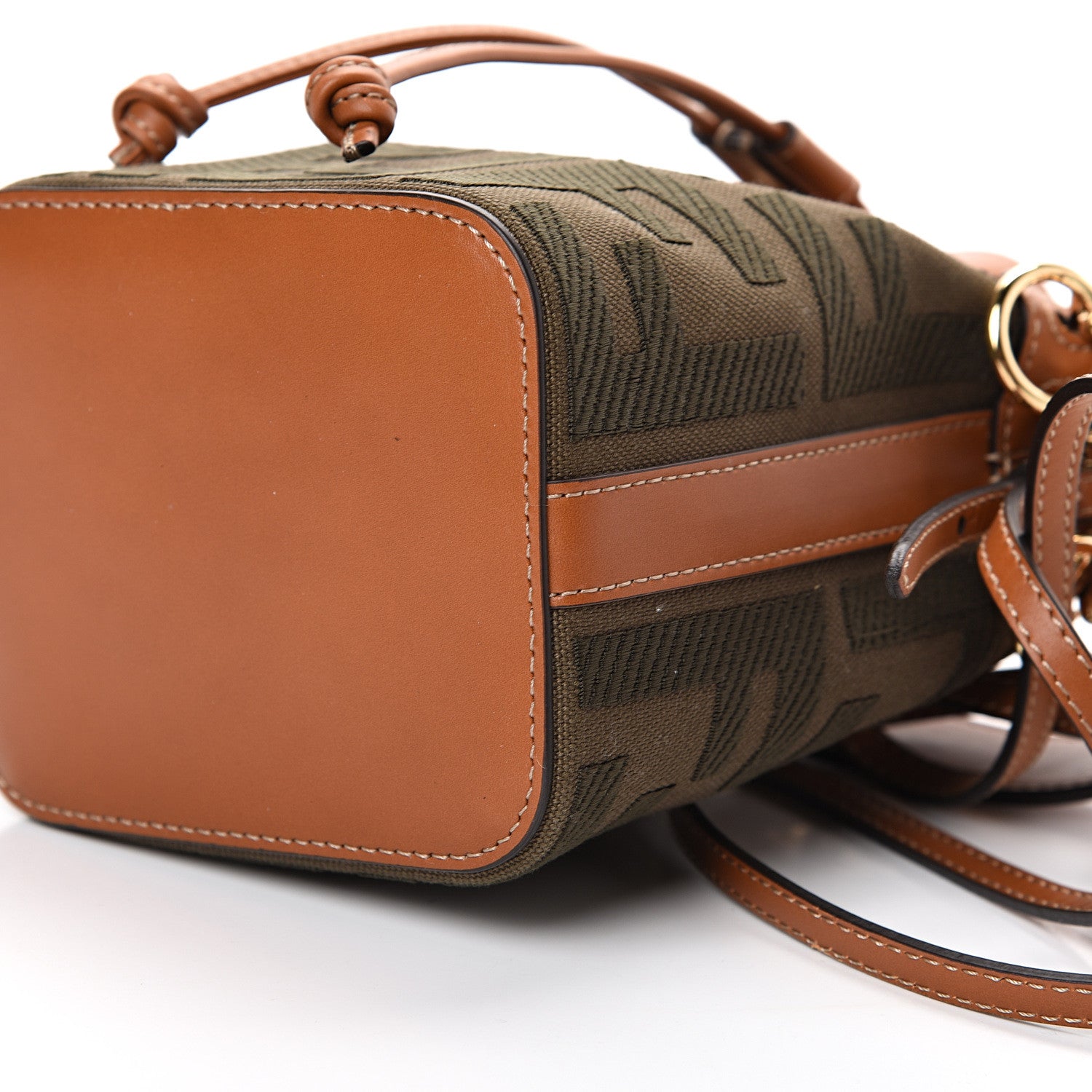 Fendi Canvas Vitello King F is Fendi FF Embroidered Mini Mon Tresor Bucket Bag Amazzonia Cuoio 9 of 9