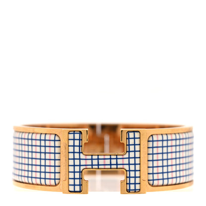 Hermes Enamel Wide Clic Clac H Tartan Bracelet PM Pink Delirium 1 of 4