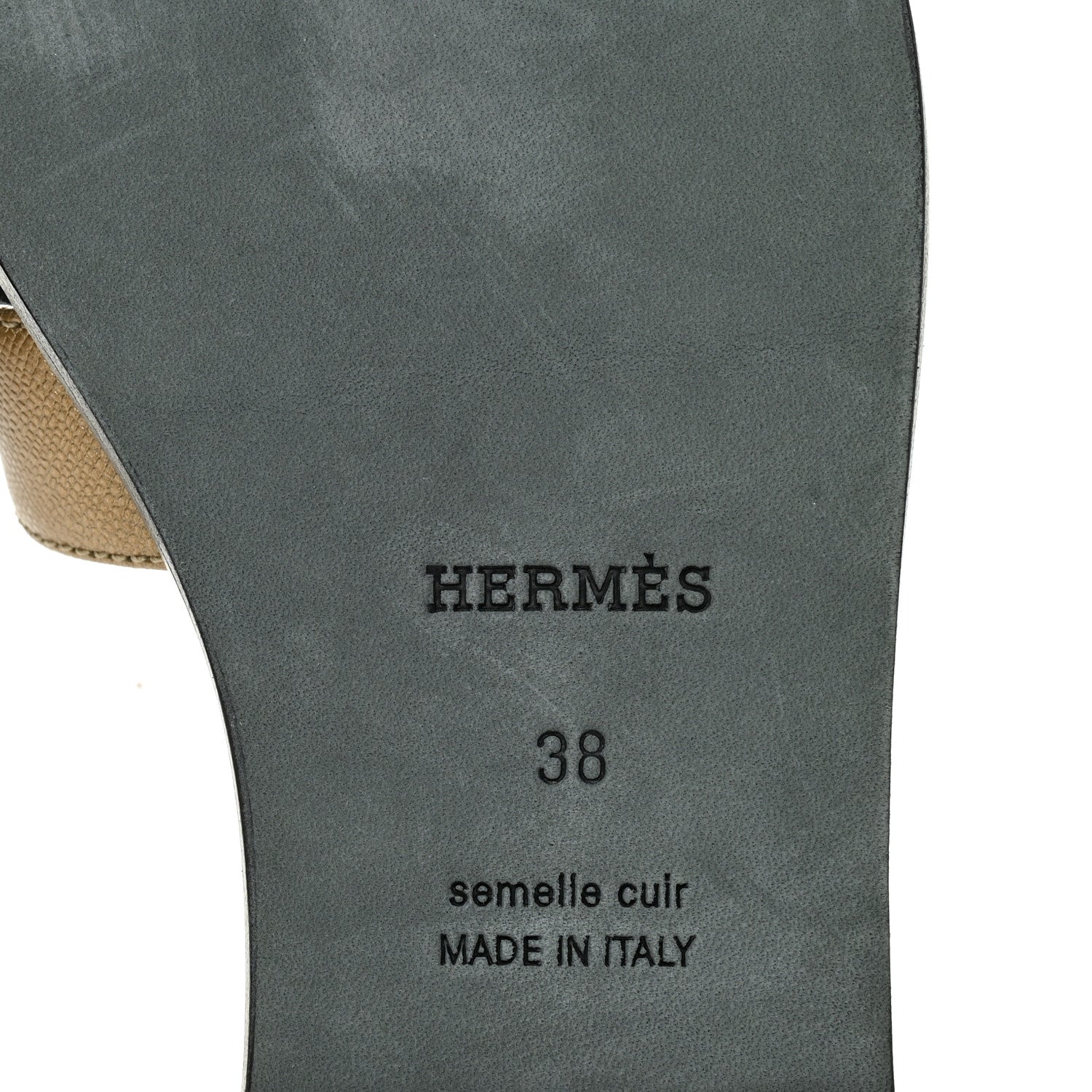 Hermes Metallic Epsom Oran Sandals 38 Vert Bronze 7 of 10