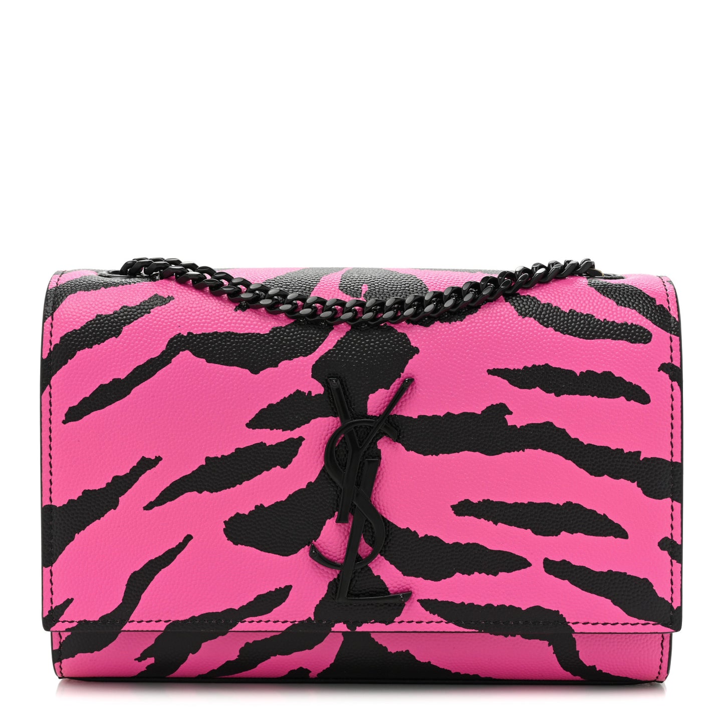 Grain De Poudre Zebra Print Small Monogram Kate Satchel Fuxia Black