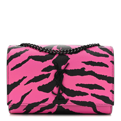 Saint Laurent Grain De Poudre Zebra Print Small Monogram Kate Satchel Fuxia Black 1 of 13